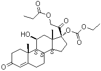 皮质醇 17-(碳酸乙酯)酯 21-丙酸酯分子结构 (CAS 671225-26-6)