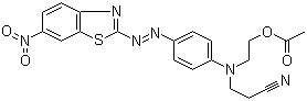 CAS 登录号：68133-69-7, 分散红 177, 2-[(2-氰乙基)[4-[(6-硝基苯并噻唑-2-基)偶氮]苯基]氨基]乙基乙酸酯