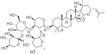 CAS # 68144-21-8, Jujuboside B1, (3beta,16beta,23R)-16,23:16,30-Diepoxy-20-hydroxydammar-24-en-3-yl O-6-deoxy-alpha-D-galactopyranosyl-(1-2)-O-[O-beta-D-xylopyranosyl-(1-2)-beta-D-glucopyranosyl-(1-3)]-alpha-L-arabinopyranoside