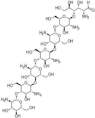 CAS # 68232-35-9, Chitoheptaose, O-2-Amino-2-deoxy-beta-D-glucopyranosyl-(1→4)-O-2-amino-2-deoxy-beta-D-glucopyranosyl-(1→4)-O-2-amino-2-deoxy-beta-D-glucopyranosyl-(1→4)-O-2-amino-2-deoxy-beta-D-glucopyranosyl-(1→4)-O-2-amino-2-deoxy-beta-D-glucopyranosyl-(1→4)-O-2-amino-2-deoxy-beta-D-glucopyranosyl-(1→4)-2-amino-2-deoxy-D-glucose