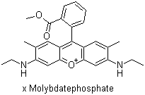 CAS # 68310-07-6, Pigment Red 81:3, C.I. 45161:2, 3,6-Bis(ethylamino)-9-(2-(methoxycarbonyl)phenyl)-2,7-dimethylxanthylium molybdatephosphate