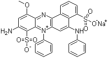 CAS # 6837-46-3 (71839-03-7), Acid Violet 50, 9-Amino-11-methoxy-7-phenyl-5-(phenylamino)-4,8-disulfobenzo[a]phenazinium inner salt sodium salt, Acid Violet 50 sodium salt, Acid Fast Violet B, Acilan Fast Violet FB