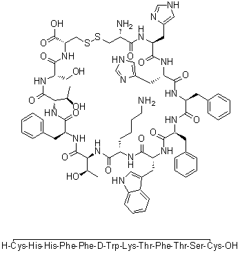 CAS 登录号：68463-41-2, L-半胱氨酰-L-组氨酰-L-组氨酰-L-苯丙氨酰-L-苯丙氨酰-D-色氨酰-L-赖氨酰-L-苏氨酰-L-苯丙氨酰-L-苏氨酰-L-丝氨酰-L-半胱氨酸环(1→12)-二硫醚