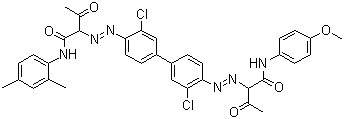 CAS # 68610-86-6 (71872-67-8), Pigment Yellow 127, 2,2'-[(3,3'-Dichloro[1,1'-biphenyl]-4,4'-diyl)bis(azo)]bis[3-oxo-butanamide N,N'-bis(o-anisyl and 2,4-xylyl) derivs., C.I. 21102
