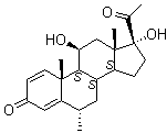structure of CAS# 6870-94-6, 11beta,17alpha-Dihydroxy-6alpha-methylpregna-1,4-diene-3,20-dione