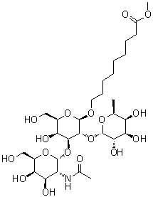 CAS 登录号：68733-37-9, 9-[[O-2-(乙酰氨基)-2-脱氧-alpha-D-吡喃半乳糖基-(1→3)-O-[6-脱氧-alpha-L-吡喃半乳糖基-(1→2)]-beta-D-吡喃半乳糖基]氧基]壬酸甲酯