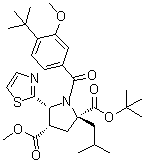 (2S,4S,5R)-1-[4-叔丁基-3-甲氧基苯甲酰基]-2-(2-甲基丙基)-5-(2-噻唑基)-2,4-吡咯烷二甲酸 2-叔丁基 4-甲基酯分子结构 (CAS 687636-13-1)