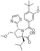 (4S,5R)-1-[4-叔丁基-3-甲氧基苯甲酰基]-4-(甲氧基甲基)-2-(2-甲基丙基)-5-(2-噻唑基)-L-脯氨酸分子结构 (CAS 687637-24-7)