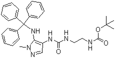structure of CAS# 689293-69-4, tert-Butyl [2-({[1-methyl-5-(tritylamino)-1H-pyrazol-4-yl]carbamoyl}amino)ethyl]carbamate