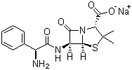 structure of CAS# 69-52-3, 氨苄西林钠