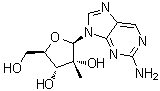 structure of CAS# 690269-87-5, 9-(2-C-甲基-beta-D-呋喃核糖基)-9H-嘌呤-2-胺