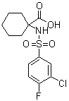 structure of CAS# 690646-08-3, 1-[[(3-Chloro-4-fluorophenyl)sulfonyl]amino]cyclohexanecarboxylic acid
