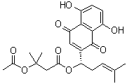 structure of CAS# 69091-17-4, 3-(乙酰氧基)-3-甲基丁酸 (1S)-1-(1,4-二氢-5,8-二羟基-1,4-二氧代-2-萘基)-4-甲基-3-戊烯基酯