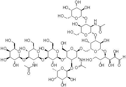 CAS # 692776-59-3, O-beta-D-Galactopyranosyl-(1→3)-O-2-(acetylamino)-2-deoxy-beta-D-glucopyranosyl-(1→3)-O-beta-D-galactopyranosyl-(1→4)-O-[6-deoxy-alpha-L-galactopyranosyl-(1→3)]-O-2-(acetylamino)-2-deoxy-beta-D-glucopyranosyl-(1→6)-O-[O-beta-D-galactopyranosyl-(1→3)-2-(acetylamino)-2-deoxy-beta-D-glucopyranosyl-(1→3)]-O-beta-D-galactopyranosyl-(1→4)-D-glucose