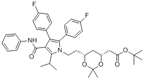 structure of CAS# 693793-87-2, 二氟阿托伐他汀缩丙酮叔-丁基酯