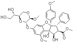 CAS # 697235-39-5, Episilvestrol, (1R,2R,3S,3aR,8bS)-6-[[(2S,3R,6R)-6-[(1S)-1,2-Dihydroxyethyl]-3-methoxy-1,4-dioxan-2-yl]oxy]-2,3,3a,8b-tetrahydro-1,8b-dihydroxy-8-methoxy-3a-(4-methoxyphenyl)-3-phenyl-1H-cyclopenta[b]benzofuran-2-carboxylic acid methyl ester
