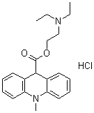 CAS # 69781-84-6, 9,10-Dihydro-10-methyl-9-acridinecarboxylic acid 2-(diethylamino)ethyl ester monohydrochloride
