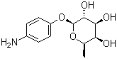 structure of CAS# 69936-58-9, 4-Aminophenyl 6-deoxy-beta-L-galactopyranoside