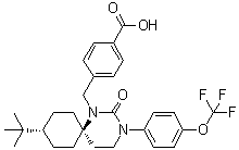 4-[[反式-9-叔丁基-2-氧代-3-[4-(三氟甲氧基)苯基]-1,3-二氮杂螺[5.5]十一烷-1-基]甲基]苯甲酸分子结构 (CAS 706813-28-7)