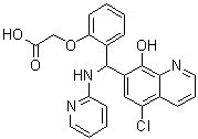 structure of CAS# 713492-66-1, 2-[2-[(5-Chloro-8-hydroxy-7-quinolinyl)(2-pyridinylamino)methyl]phenoxy]acetic acid