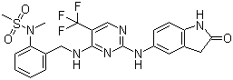 N-甲基-N-[2-[[[2-[(2-氧代-2,3-二氢-1H-吲哚-5-基)氨基]-5-三氟甲基嘧啶-4-基]氨基]甲基]苯基]甲磺酰胺分子结构 (CAS 717906-29-1)
