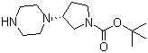 (3R)-3-(1-哌嗪基)-1-吡咯烷羧酸叔丁酯分子结构 (CAS 717927-58-7)