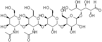 CAS # 71937-76-3, O-2-(Acetylamino)-2-deoxy-alpha-D-galactopyranosyl-(1→3)-O-2-(acetylamino)-2-deoxy-beta-D-galactopyranosyl-(1→3)-O-alpha-D-galactopyranosyl-(1→4)-O-beta-D-galactopyranosyl-(1→4)-D-glucose, Forssman antigen pentasaccharide, Forssman specific pentasaccharide, Forssmann pentasaccharide, Globopentaose