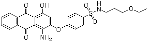 CAS # 72363-26-9, Disperse Red 92, C.I. 60752, 4-[(1-Amino-9,10-dihydro-4-hydroxy-9,10-dioxo-2-anthracenyl)oxy]-N-(3-ethoxypropyl)-benzenesulfonamide