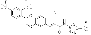 structure of CAS# 725247-18-7, 3-[4-[[2,4-二(三氟甲基)苄基]氧基]-3-甲氧基苯基]-2-氰基-N-(5-三氟甲基-[1,3,4]噻二唑-2-基)丙烯酰胺