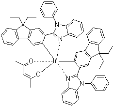 二(2-(9,9-二乙基-9H-芴-2-基)-1-苯基-1H-苯并咪唑-N,C3)(乙酰基丙酮)铱分子结构 (CAS 725251-24-1)