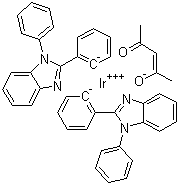(2,4-戊二酮酸-kO,kO')双[2-(1-苯基-1H-苯并咪唑-2-基-kN3)苯基-kC]铱分子结构 (CAS 725251-25-2)