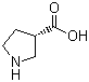 (S)-吡咯烷-3-羧酸分子结构 (CAS 72580-53-1)