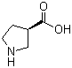 structure of CAS# 72580-54-2, (R)-Pyrrolidine-3-carboxylic acid