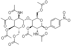 CAS 登录号：7284-19-7, 4-硝基苯基 2-(乙酰氨基)-2-脱氧-4-O-[3,4,6-三-O-乙酰基-2-(乙酰氨基)-2-脱氧-beta-D-吡喃葡萄糖基]-beta-D-吡喃葡萄糖苷 3,6-二乙酸酯