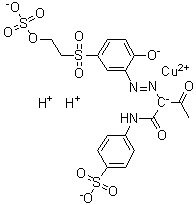 CAS 登录号：72854-39-8, [4-[[2-[[2-羟基-5-[[2-(磺基氧基)乙基]磺酰基]苯基]偶氮]-1,3-二氧代丁基]氨基]苯磺酸基]二氢铜酸