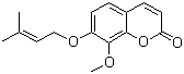 CAS # 73155-42-7, Lacinartin, 8-Methoxy-7-[(3-methyl-2-buten-1-yl)oxy]-2H-1-benzopyran-2-one