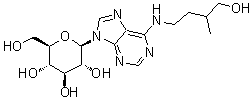 CAS # 73263-99-7, Dihydrozeatin-9-beta-D-glucoside, 4-[(9-beta-D-Glucopyranosyl-9H-purin-6-yl)amino]-2-methyl-1-butanol, 9-beta-D-Glucopyranosyldihydrozeatin, Dihydrozeatin 9-N-glucoside, Dihydrozeatin 9-glucose, Dihydrozeatin-9-glucoside