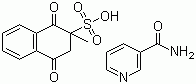 CAS 登录号：73581-79-0, 亚硫酸氢烟酰胺甲萘醌, 维生素 K3-MNB, 1,2,3,4-四氢-2-甲基-1,4-二氧代-2-萘磺酸与 3-吡啶甲酰胺的化合物