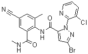 structure of CAS# 736994-63-1, 3-溴-1-(3-氯-2-吡啶基)-N-[4-氰基-2-甲基-6-[(甲基氨基)羰基]苯基]-1H-吡唑-5-甲酰胺