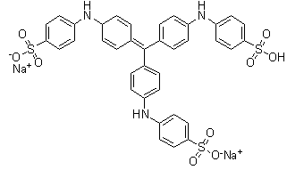 4-[[4-[Bis[4-[(4-sulfophenyl)amino]phenyl]methylene]-2,5-cyclohexadien-1-yl]amino]benzenesulfonic acid disodium salt molecular structure (CAS 7401-32-3)