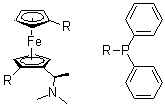 structure of CAS# 74311-56-1, (2S)-1-[(1R)-1-(Dimethylamino)ethyl]-1',2-bis(diphenylphosphino)ferrocene