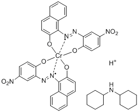 CAS 登录号：74421-71-9, 氢双[1-[(2-羟基-5-硝基苯基)偶氮]-2-萘酚(2-)]铬酸盐(1-),化合物与二环己胺(1:1)