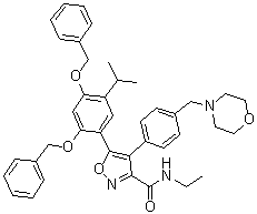 N-乙基-5-[5-异丙基-2,4-二(苄氧基)苯基]-4-[4-(4-吗啉基甲基)苯基]-3-异恶唑甲酰胺分子结构 (CAS 747414-24-0)