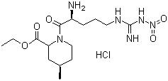 (2R,4R)-1-[2-氨基-5-[[亚氨基(硝基氨基)甲基]氨基]-1-氧代戊基]-4-甲基-2-哌啶甲酸乙酯盐酸盐分子结构 (CAS 74874-08-1)