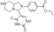 CAS # 7542-46-3, 4-[Octahydro-3-(1,2,3,4-tetrahydro-2,4-dioxo-5-pyrimidinyl)imidazo[1,5-a]pyrazin-2-yl]benzoic acid ethyl ester, NSC 105280