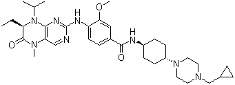 structure of CAS# 755038-65-4, N-[反式-4-[4-(环丙基甲基)-1-哌嗪基]环己基]-4-[[(7R)-7-乙基-5,6,7,8-四氢-5-甲基-8-异丙基-6-氧代-2-蝶啶基]氨基]-3-甲氧基苯甲酰胺