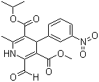 CAS # 75530-60-8, 5-Isopropyl-3-methyl 2-formyl-1,4-dihydro-6-methyl-4-(3-nitrophenyl)-3,5-pyridinedicarboxylate, 2-Formyl-1,4-dihydro-6-methyl-4-(3-nitrophenyl)-3,5-pyridinedicarboxylic acid 3-methyl 5-(1-methylethyl) ester