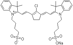 CAS # 757960-10-4, 2-[2-[2-Chloro-3-[2-[1,3-dihydro-3,3-dimethyl-1-(4-sulfobutyl)-2H-indol-2-ylidene]ethylidene]-1-cyclopenten-1-yl]ethenyl]-3,3-dimethyl-1-(4-sulfobutyl)-3H-indolium inner salt sodium salt