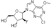 structure of CAS# 758705-70-3, 2-氯-9-(2-脱氧-2-氟-beta-D-阿拉伯呋喃糖基)-6-甲氧基-9H-嘌呤