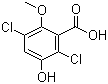 structure of CAS# 7600-50-2, 2,5-二氯-3-羟基-6-甲氧基苯甲酸